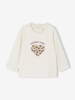 -T-shirt bébé manches longues avec motif c½ur léopard