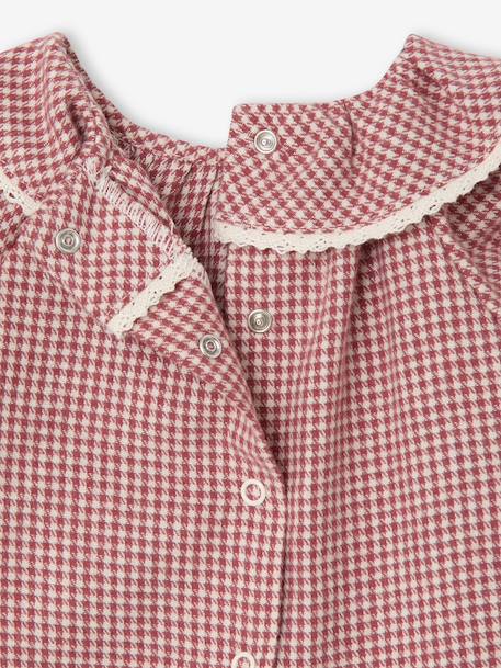 Blouse naissance en flanelle vichy avec col volanté écru - vertbaudet enfant 