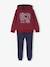 Sportieve set voor jongens met sweater met capuchon en print + effen joggingbroek bordeauxrood+karamel+korstmos+petrolblauw - vertbaudet enfant 