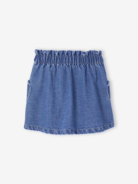 Spijkerrok met hartvormige zak voor meisjes gebleekt denim+ongewassen denim - vertbaudet enfant 