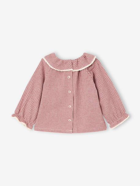 Blouse naissance en flanelle vichy avec col volanté écru - vertbaudet enfant 