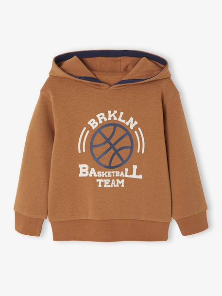 Ensemble Sport Garçon Sweat Capuche imprimé + Jogging Uni bleu pétrole+bordeaux+caramel+lichen - vertbaudet enfant 