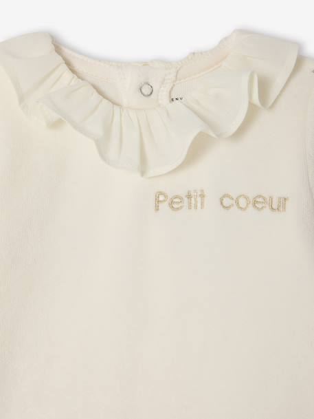 Lot de 2 pyjamas naissance fille en velours personnalisable écru - vertbaudet enfant 