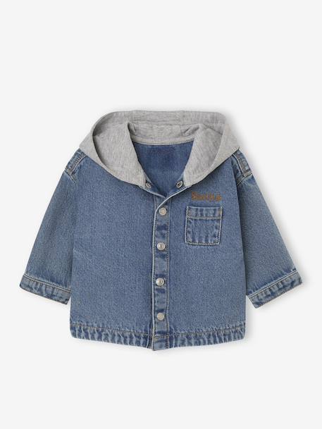 Personaliseerbaar denim hemd voor baby's met capuchon stone - vertbaudet enfant 