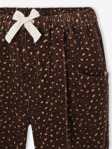 Meisjesbroek van fluweel / velours met losse pasvorm bordeauxrood+chocoladebruin+oudroze - vertbaudet enfant 