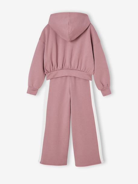 Set met sportieve sweater met capuchon + wijde joggingbroek voor meisjes oudroze - vertbaudet enfant 