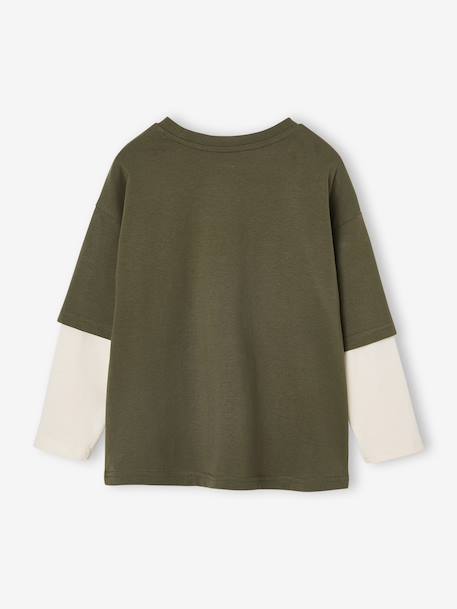 T-shirt effet 2 en 1 garçon kaki - vertbaudet enfant 