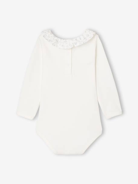 Lot de 2 bodies naissance unis avec col volanté imprimé rose - vertbaudet enfant 