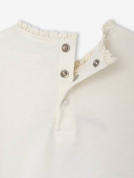 T-shirt bébé manches longues avec motif c½ur léopard écru+marine - vertbaudet enfant 
