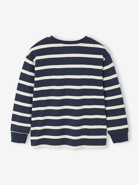 Gestreept T-shirt met lange mouwen voor jongens ecru+nachtblauw - vertbaudet enfant 