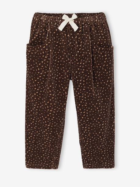 Pantalon fille velours forme loose bordeaux+chocolat+vieux rose - vertbaudet enfant 