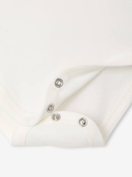 Lot de 2 bodies naissance unis avec col volanté imprimé rose - vertbaudet enfant 