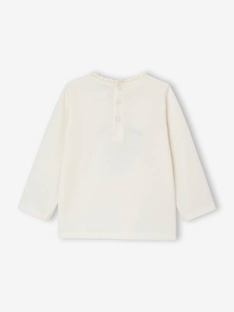 T-shirt bébé manches longues avec motif c½ur léopard écru+marine - vertbaudet enfant 