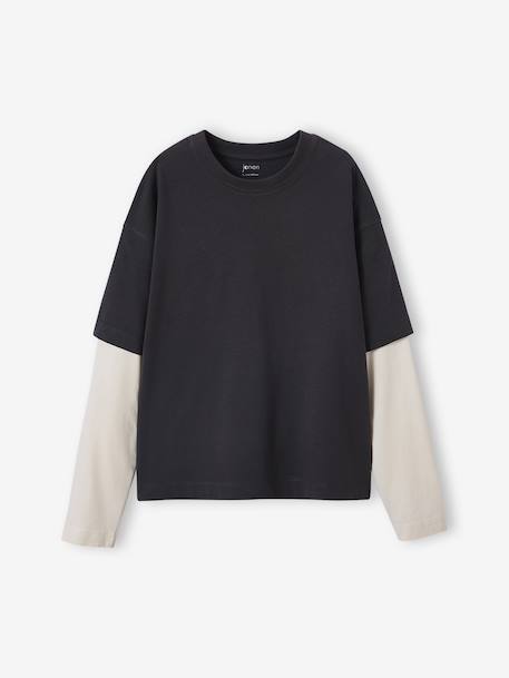 T-shirt garçon effet 2 en 1 anthracite - vertbaudet enfant 