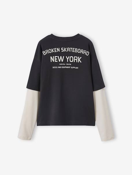 T-shirt garçon effet 2 en 1 anthracite - vertbaudet enfant 