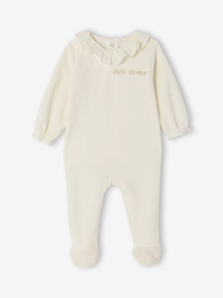 Lot de 2 pyjamas naissance fille en velours personnalisable écru - vertbaudet enfant 