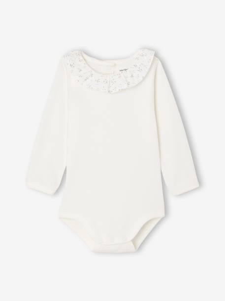 Lot de 2 bodies naissance unis avec col volanté imprimé rose - vertbaudet enfant 