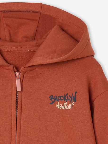 Sweater met rits en capuchon met jongensprint roest - vertbaudet enfant 