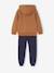 Sportieve set voor jongens met sweater met capuchon en print + effen joggingbroek bordeauxrood+karamel+korstmos+petrolblauw - vertbaudet enfant 
