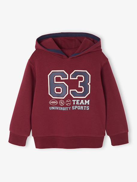 Ensemble Sport Garçon Sweat Capuche imprimé + Jogging Uni bleu pétrole+bordeaux+caramel+lichen - vertbaudet enfant 