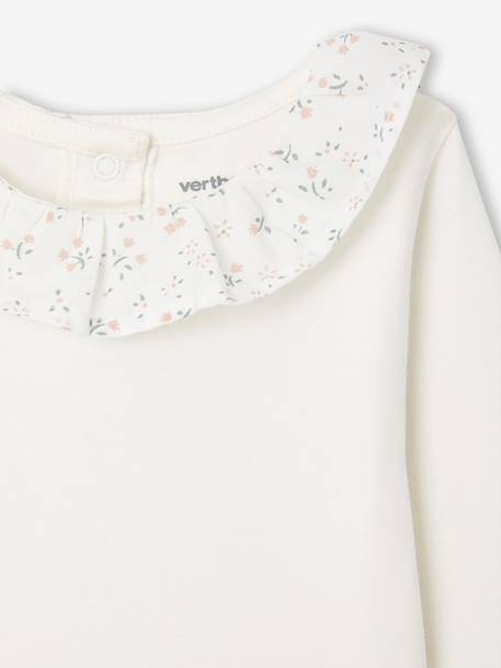 Lot de 2 bodies naissance unis avec col volanté imprimé rose - vertbaudet enfant 