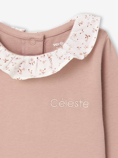 Lot de 2 bodies naissance unis avec col volanté imprimé rose - vertbaudet enfant 