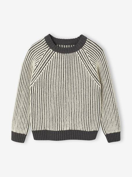 Garçon-Pull maille bicolore manches longues garçon