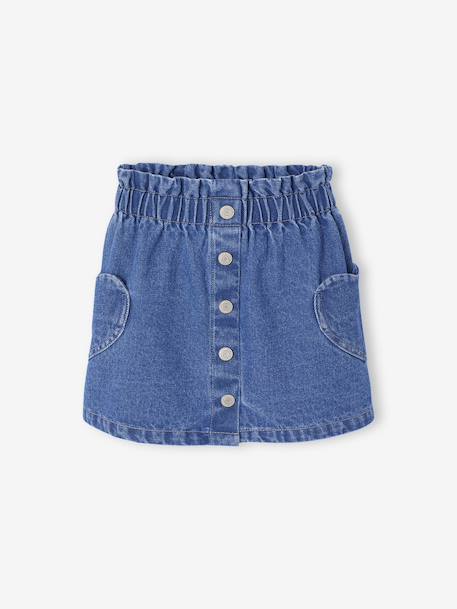Spijkerrok met hartvormige zak voor meisjes gebleekt denim+ongewassen denim - vertbaudet enfant 