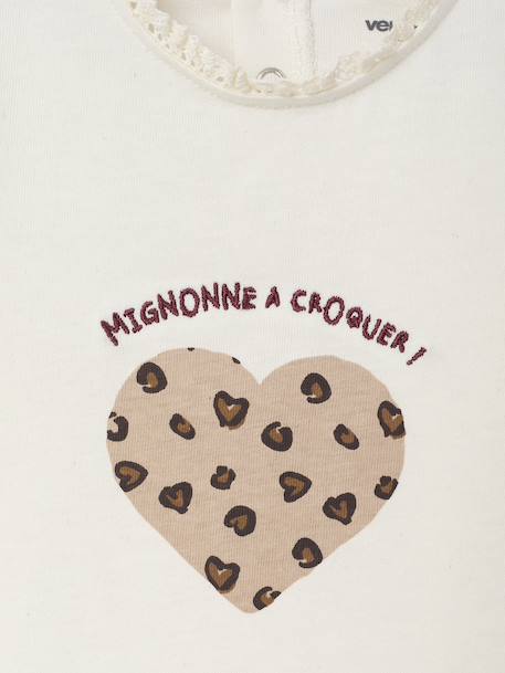 T-shirt bébé manches longues avec motif c½ur léopard écru+marine - vertbaudet enfant 