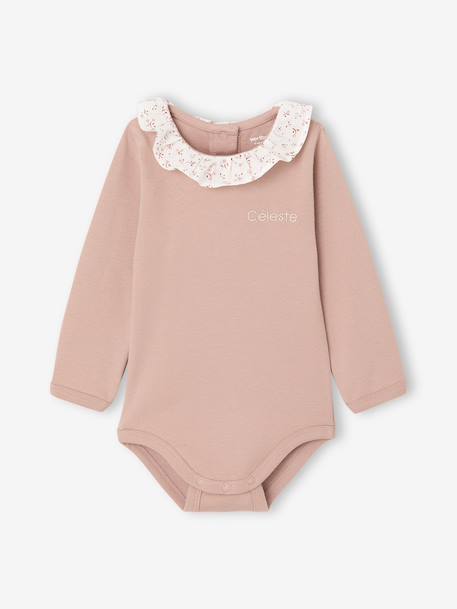 Set van 2 effen body's voor pasgeborenen met geprinte ruches rozen - vertbaudet enfant 