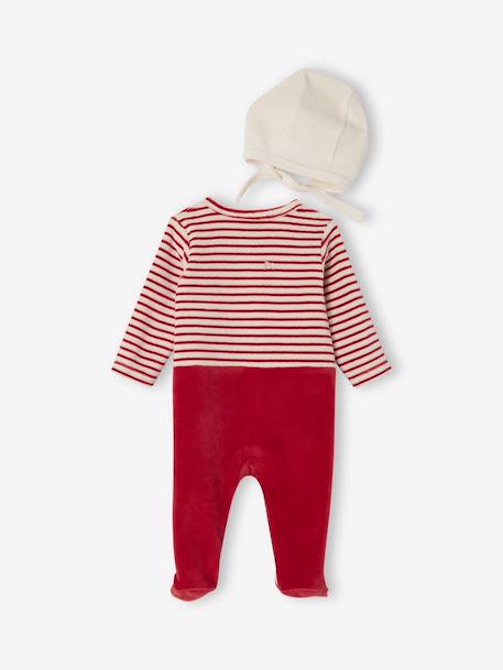 Pyjama noël et bonnet bébé en velours ENVIE DE FRAISE personnalisable rouge - vertbaudet enfant 