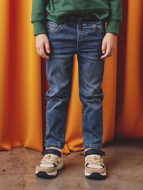 Jean garçon indestructible droit relax facile à enfiler denim brut+denim gris+double stone+stone - vertbaudet enfant 