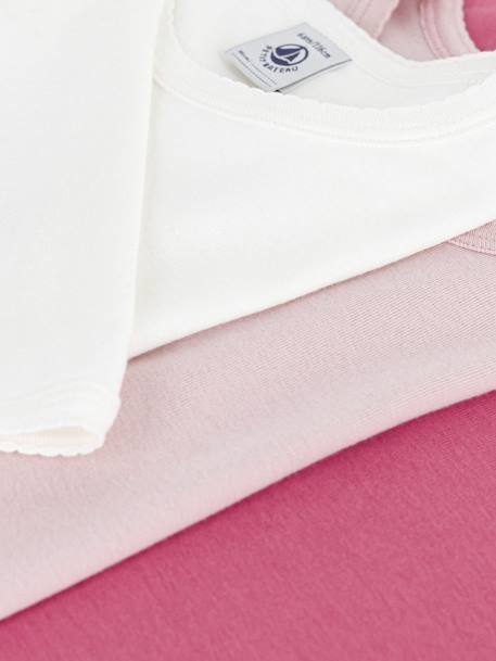 Lot 3 tee-shirts fille en coton manches longues rose - vertbaudet enfant 