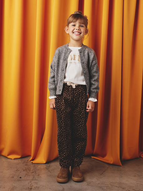 Gilet fille maille mousseuse gris chiné+rose chiné+vanille - vertbaudet enfant 