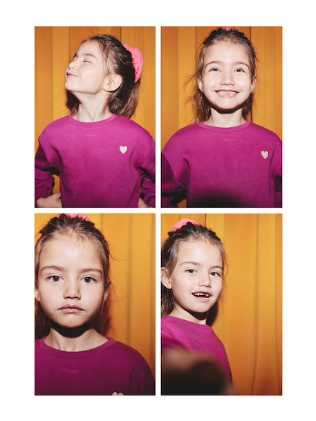 Sweat fille motif imprimé anthracite+corail+encre+pivoine+sauge+vanille+violet+violine - vertbaudet enfant 