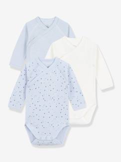 -Set van 3 overslag body's met lange mouwen en print PETIT BATEAU 