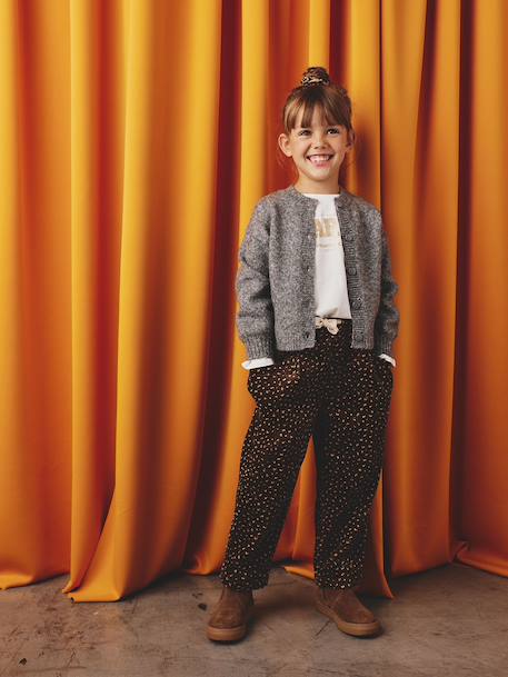 Pantalon fille velours forme loose bordeaux+chocolat+vieux rose - vertbaudet enfant 