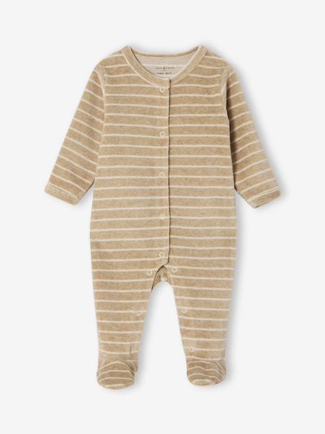 Lot de 2 pyjamas naissance garçon en velours personnalisable écru - vertbaudet enfant 