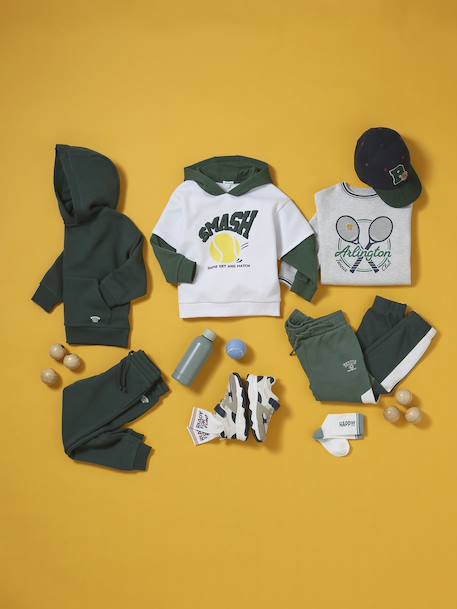 Ensemble sport épuré garçon sweat manches longues + pantalon vert sapin - vertbaudet enfant 