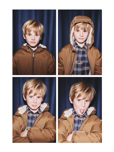 Coupe-vent garçon doublé sherpa à capuche caramel+kaki+marine - vertbaudet enfant 