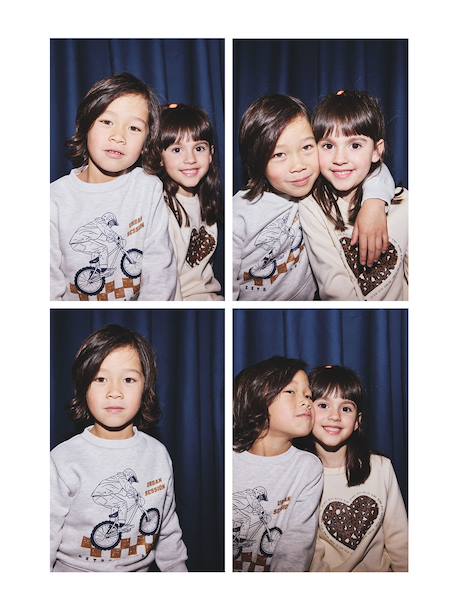 Sweater met ronde hals en geplaatste print voor jongens gemêleerd wit+kaki+nachtblauw - vertbaudet enfant 