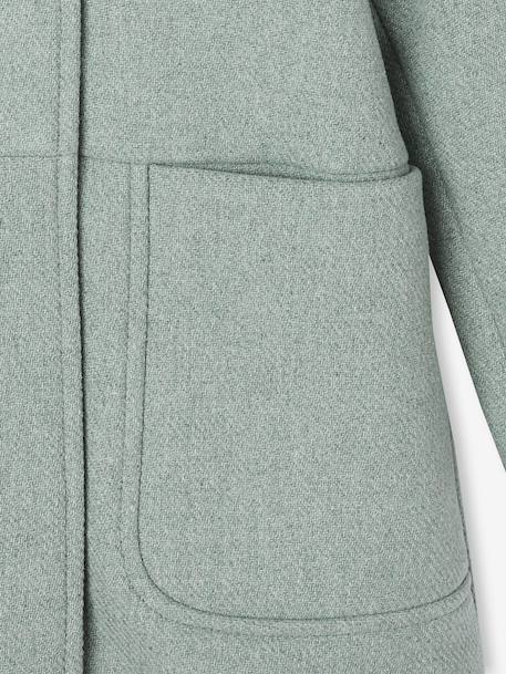 Duffle-coat à capuche fille drap de laine blush+camel+vert de gris - vertbaudet enfant 