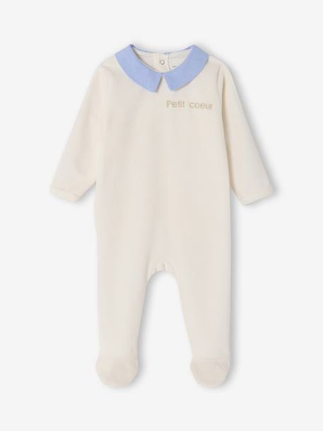 Lot de 2 pyjamas naissance garçon en velours personnalisable écru - vertbaudet enfant 