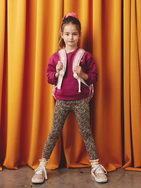 Meisjeslegging met fleecevoering Bruin met print+chocoladebruin+donkergrijs+grijs, bedrukt+inktblauw+rozenhout - vertbaudet enfant 