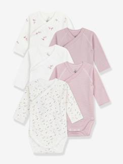 -Set van 5 overslagbody's met lange mouwen van katoen PETIT BATEAU