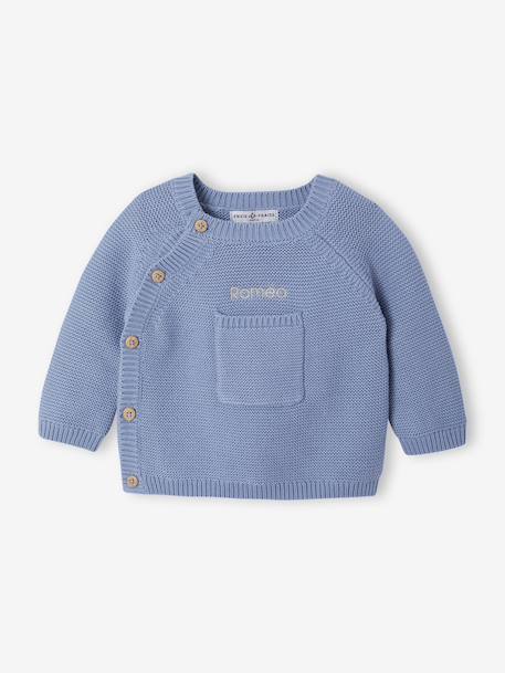 Ensemble naissance en tricot bleu glacier - vertbaudet enfant 