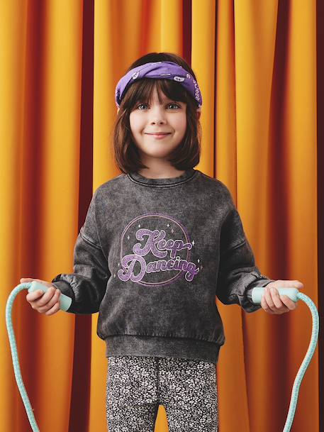 Sportieve sweater met glitterdetail voor meisjes antraciet - vertbaudet enfant 