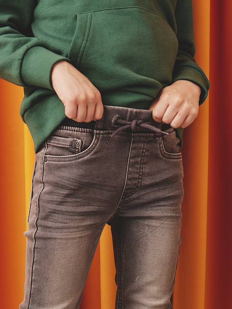 Jean garçon droit facile à enfiler denim effet molleton BRUT FONCE+denim black+denim gris+double stone+STONE MOYEN - vertbaudet enfant 