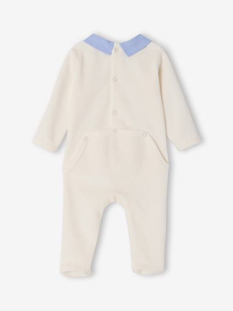 Lot de 2 pyjamas naissance garçon en velours personnalisable écru - vertbaudet enfant 