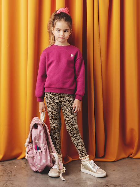 Sweat fille motif imprimé anthracite+corail+encre+pivoine+sauge+vanille+violet+violine - vertbaudet enfant 